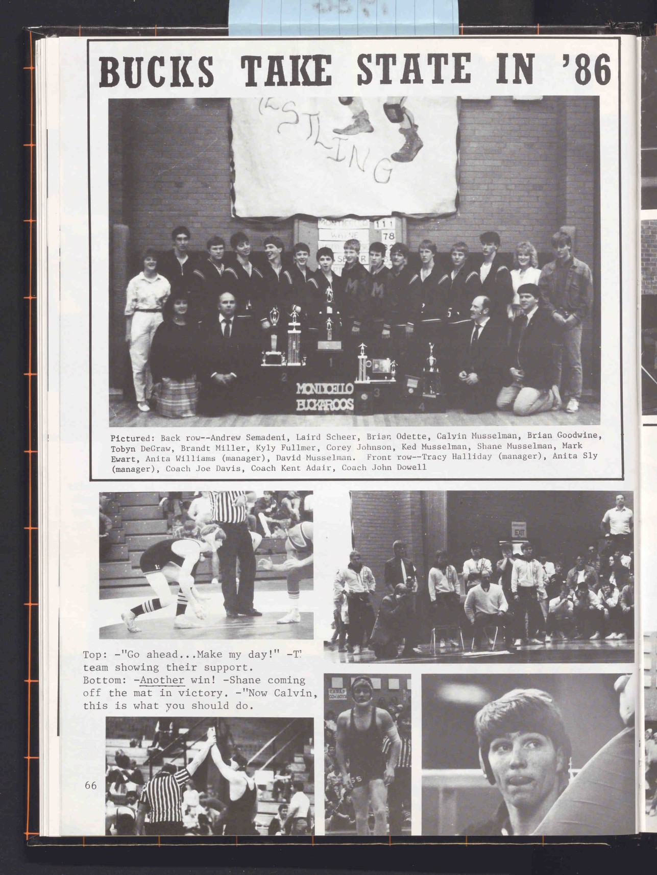 1986 Roundup page headlined Bucks Take State in '86